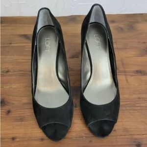 Loft Leather Velvet Wedge Heels Shoes Sz. 8M